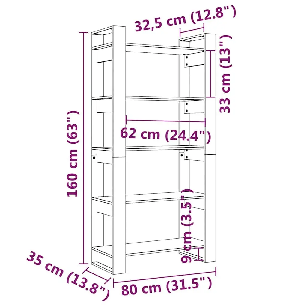 Solid Pine Wood Book Cabinet with Room Divider Function