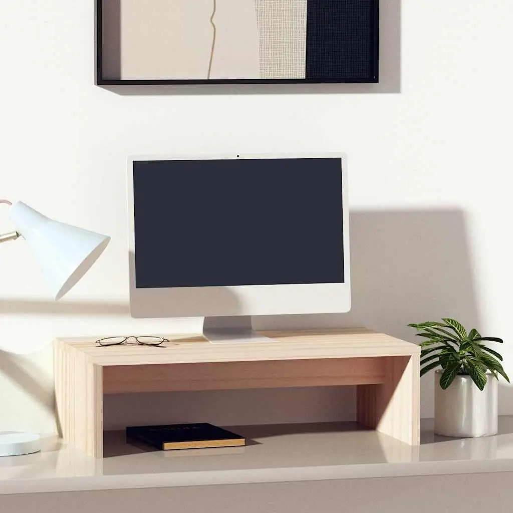 Monitor Stand Solid Pine Wood 50x27x15cm Brown