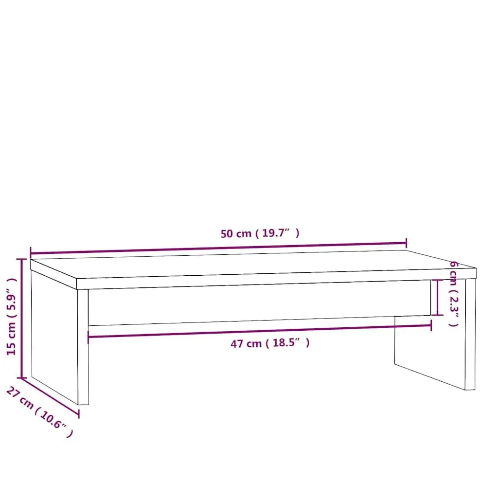 Monitor Stand Solid Pine Wood 50x27x15cm Brown