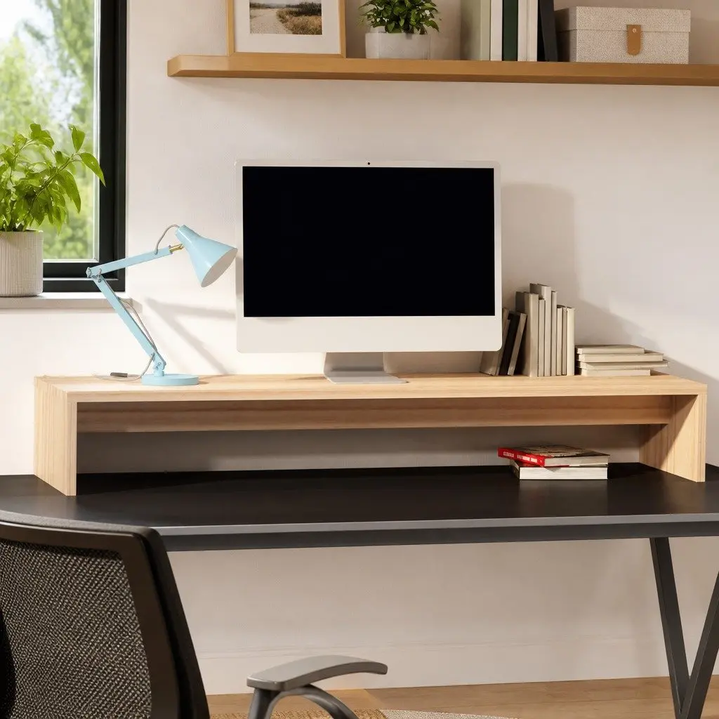 Solid Wood Monitor Stand in Pine 100x27x15cm