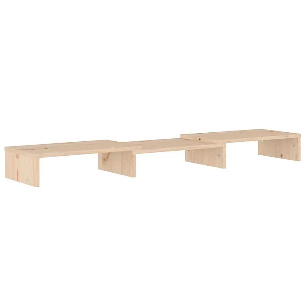 Monitor Stand Solid Wood Pine Riser Desk Organizer Storage Shelves Brown 80cm