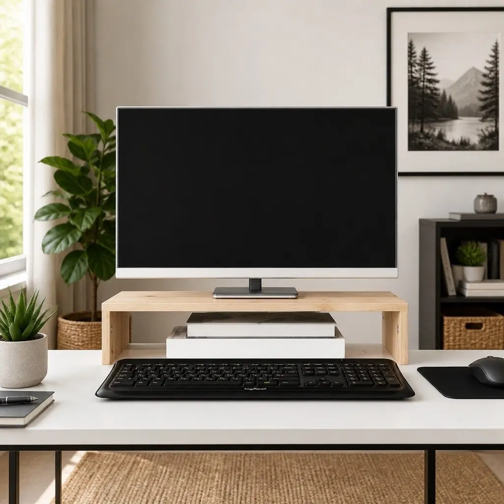Solid Wood Monitor Stand for Stability and Style