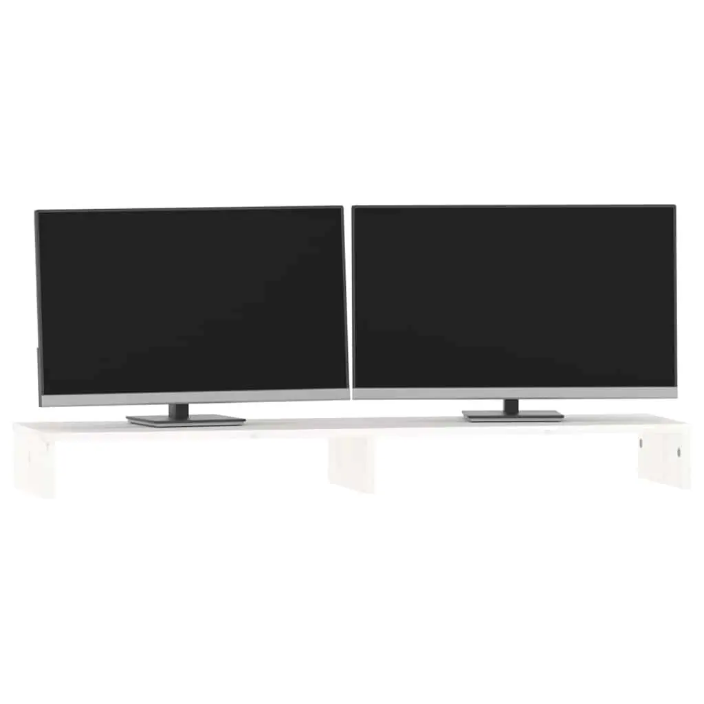 Monitor Stand Solid Pine Wood 100cm White