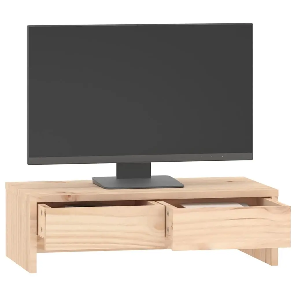Solid Wood Monitor Stand with Drawers 50x27x15cm
