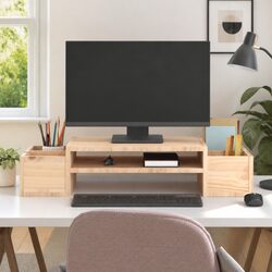Sturdy Wooden Monitor Stand for Efficient Workspace