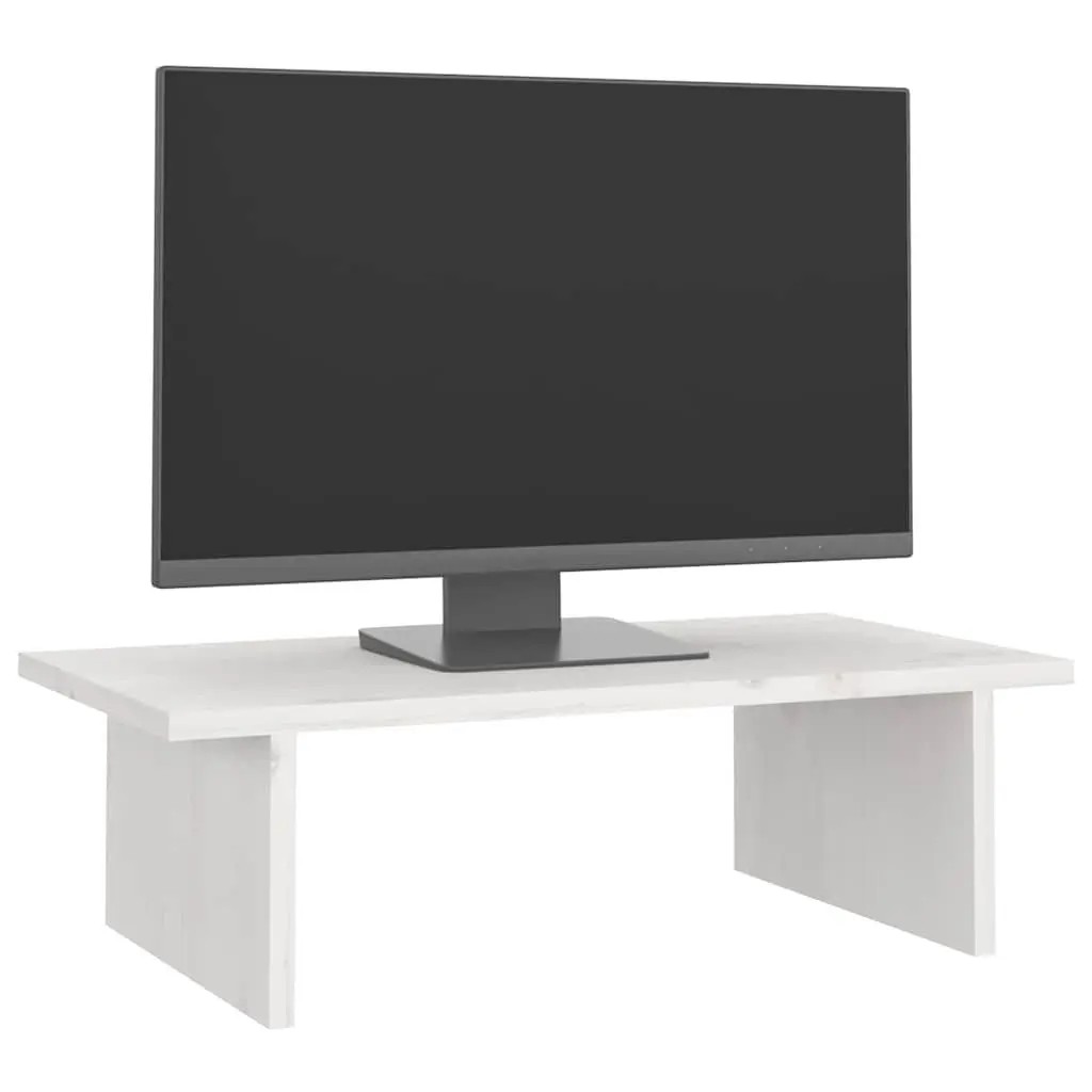 Monitor Stand Solid Wood Pine White 50 x 27 x 15 cm Desk Organizer Storage