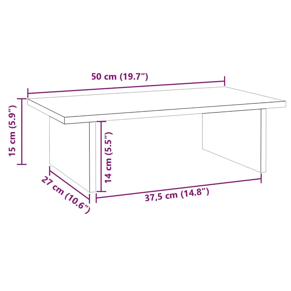 Monitor Stand Solid Wood Pine White 50 x 27 x 15 cm Desk Organizer Storage