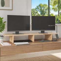 Solid Pinewood Monitor Stand for Enhanced Workspace