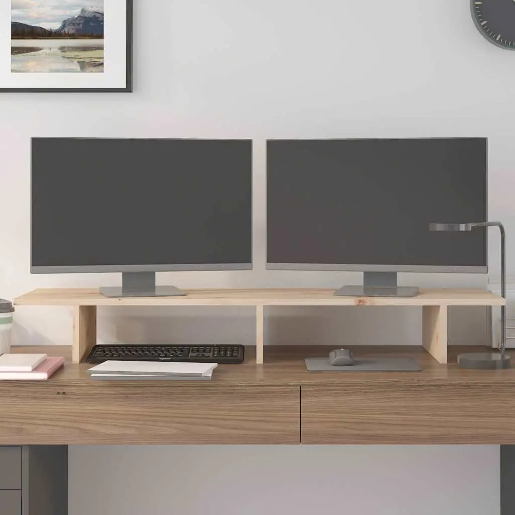 Monitor Stand Solid Wood Pine Computer Riser 100x27x15cm Storage Desk Organizer