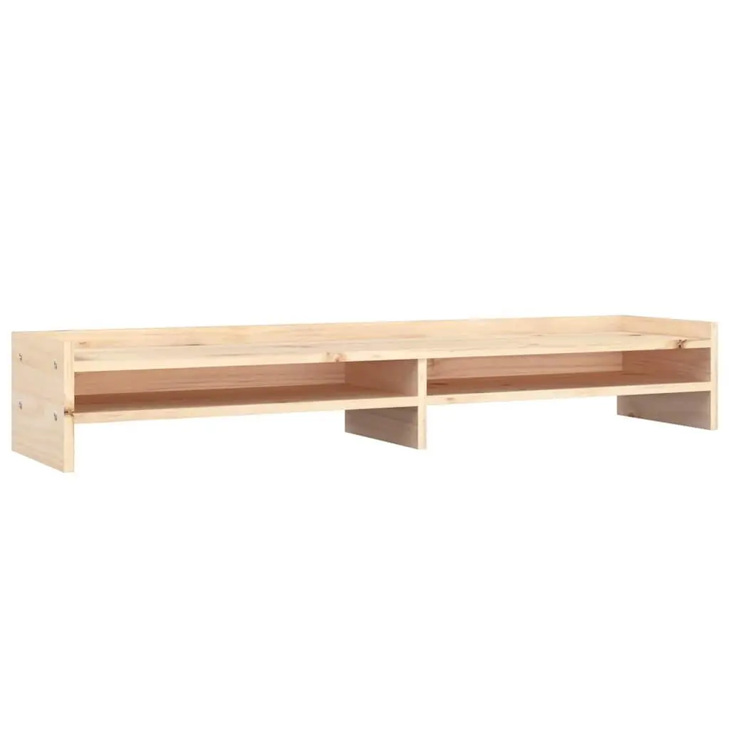 Wooden Monitor Stand 100x24x16cm Solid Pine Brown Desktop Computer Riser Storage