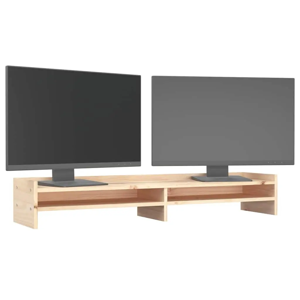 Wooden Monitor Stand 100x24x16cm Solid Pine Brown Desktop Computer Riser Storage