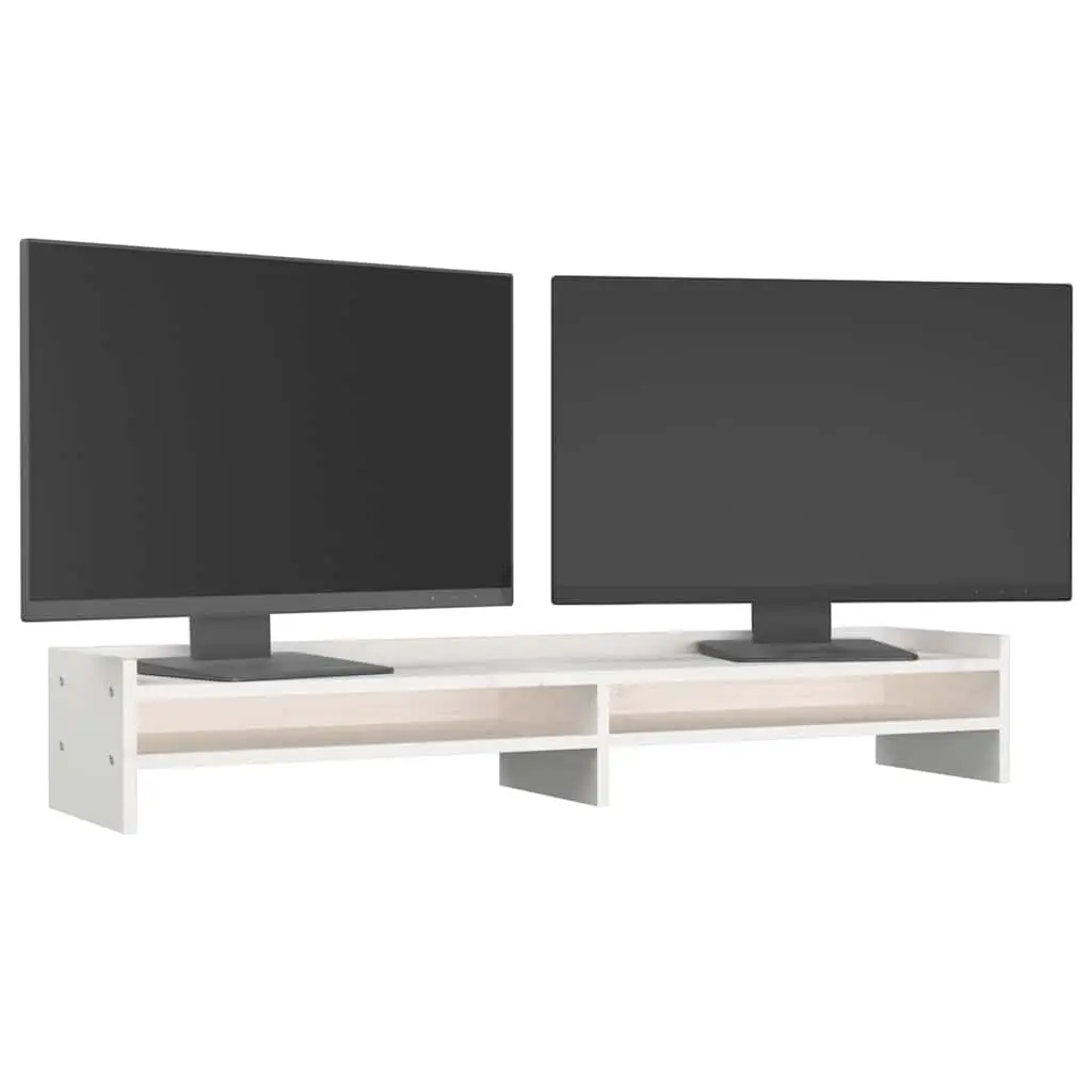 Monitor Stand Solid Wood Pine 100x24x16cm White