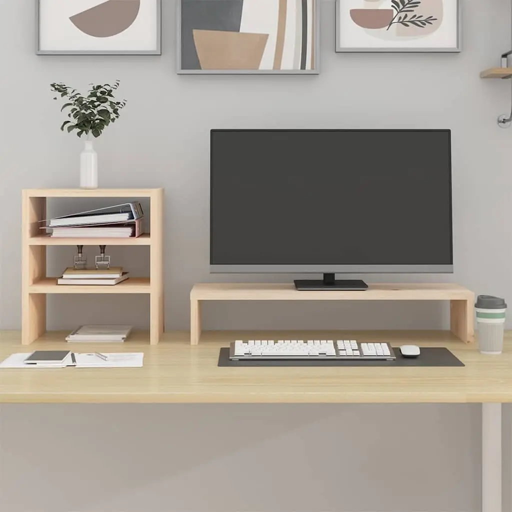 Solid Wood Monitor Stand for Computer Riser and Storage