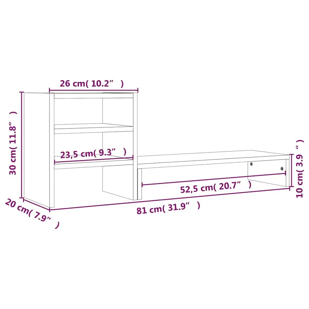 Solid Wood Monitor Stand for Computer Riser and Storage