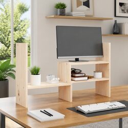 Adjustable Wooden Monitor Stand Riser in Solid Pine