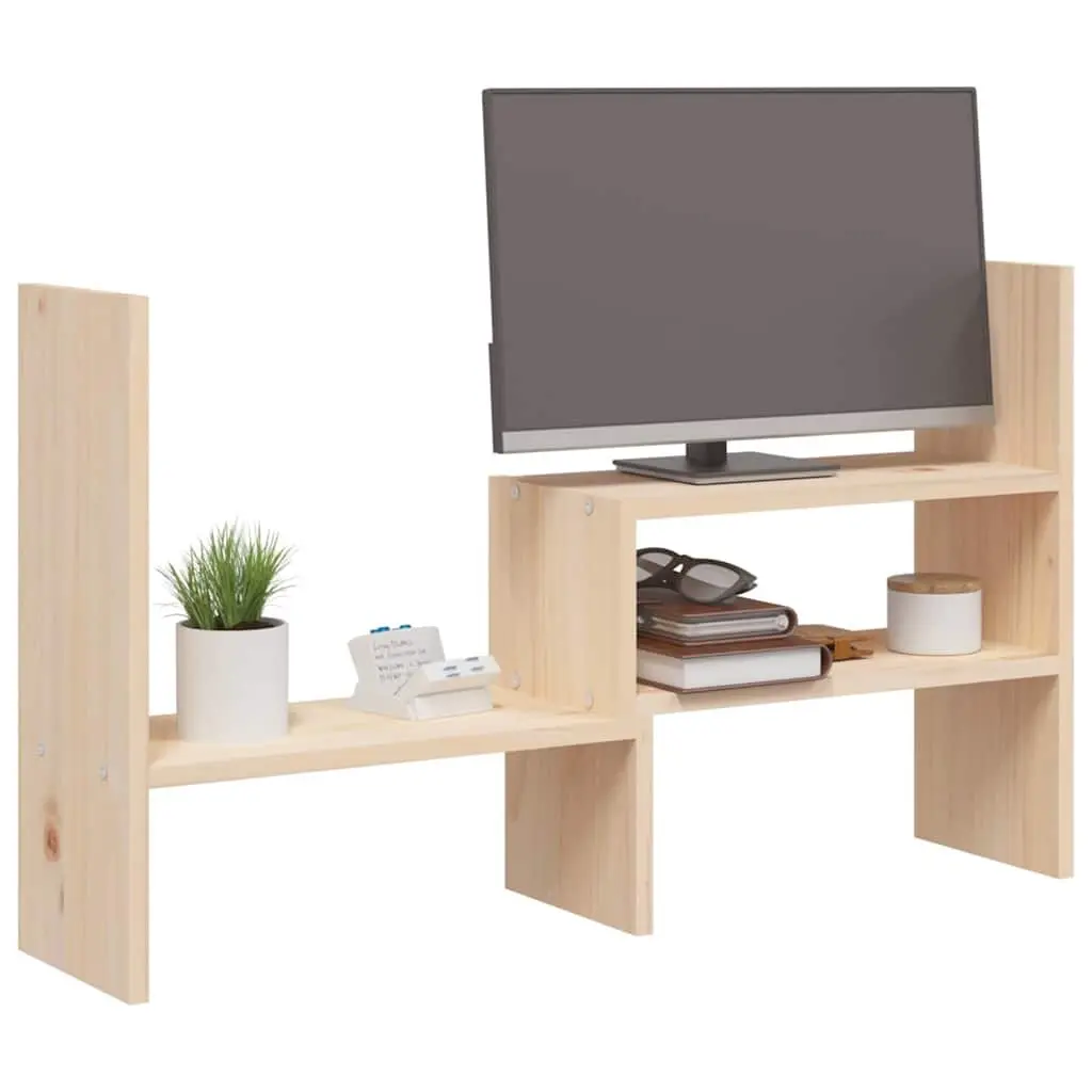 Adjustable Wooden Monitor Stand Riser in Solid Pine