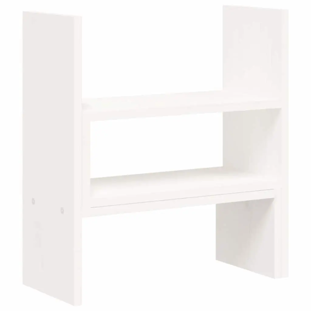 White Adjustable Solid Pine Wood Monitor Stand