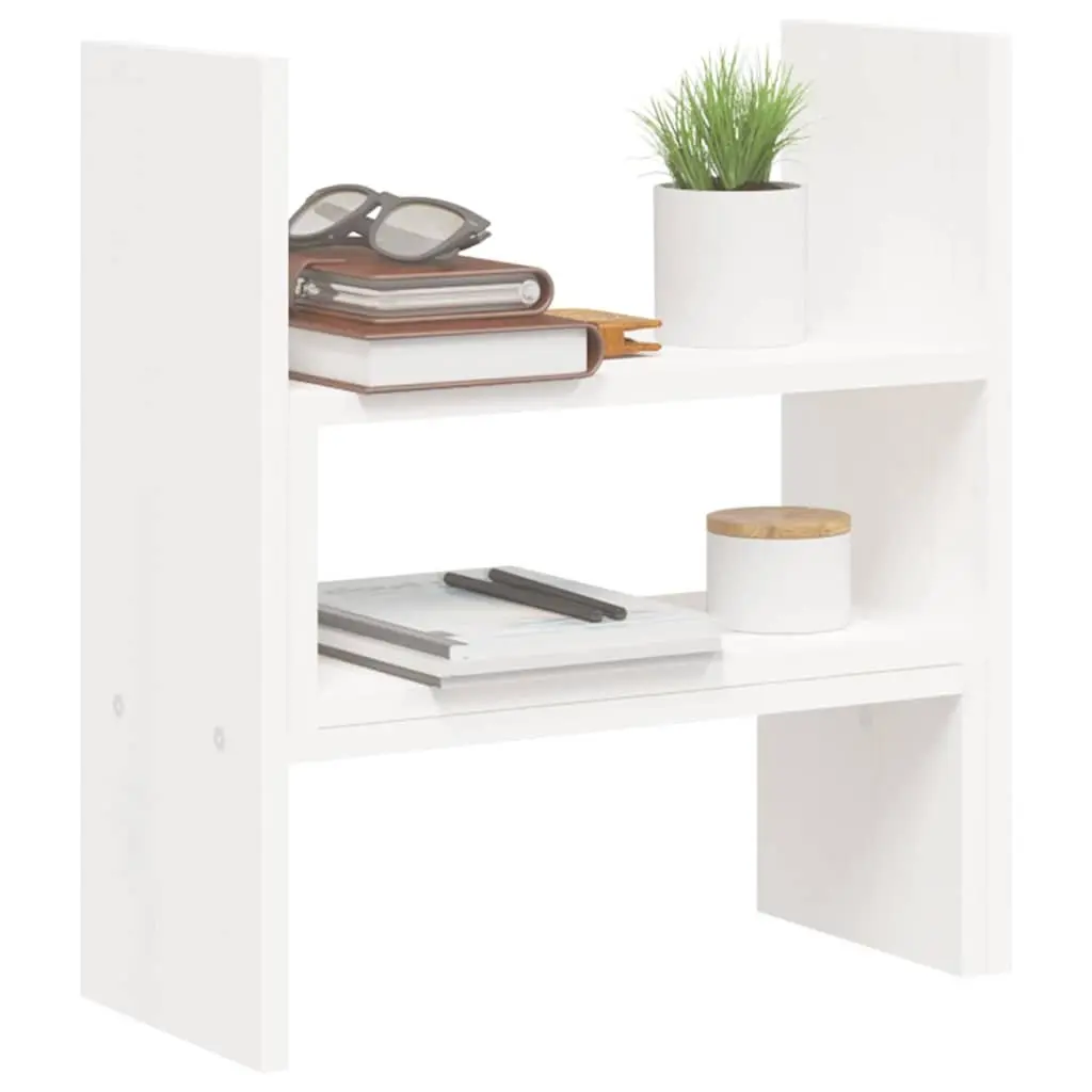 White Adjustable Solid Pine Wood Monitor Stand
