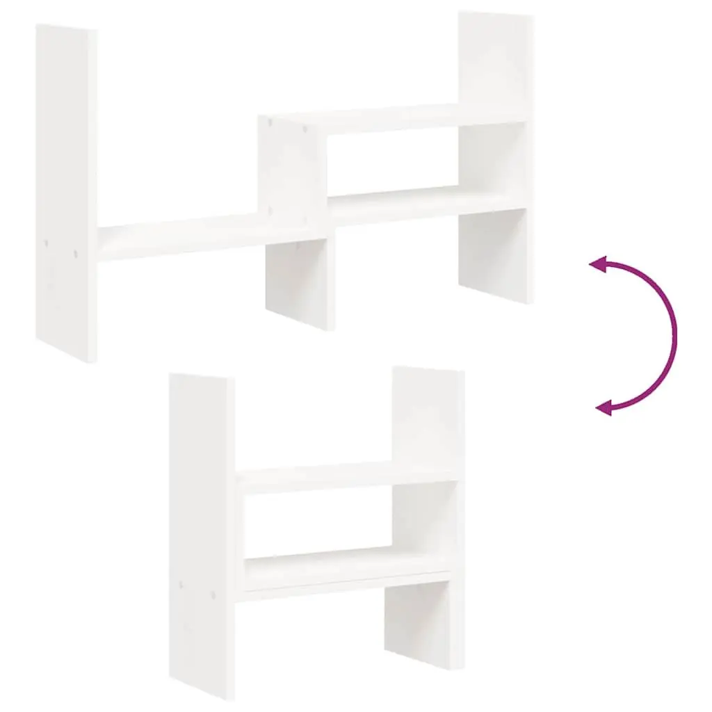White Adjustable Solid Pine Wood Monitor Stand