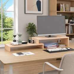 Sturdy Adjustable Wooden Monitor Stand with Storage