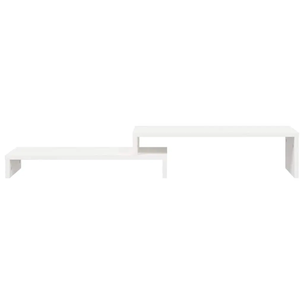 Monitor Stand Solid Pine Wood Adjustable 52-101cm White Riser Storage Computer Desk