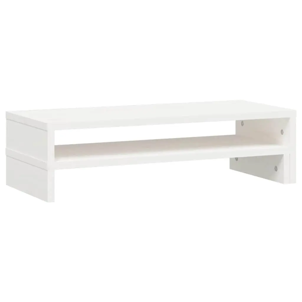 Monitor Stand Solid Pine Wood Adjustable 52-101cm White Riser Storage Computer Desk