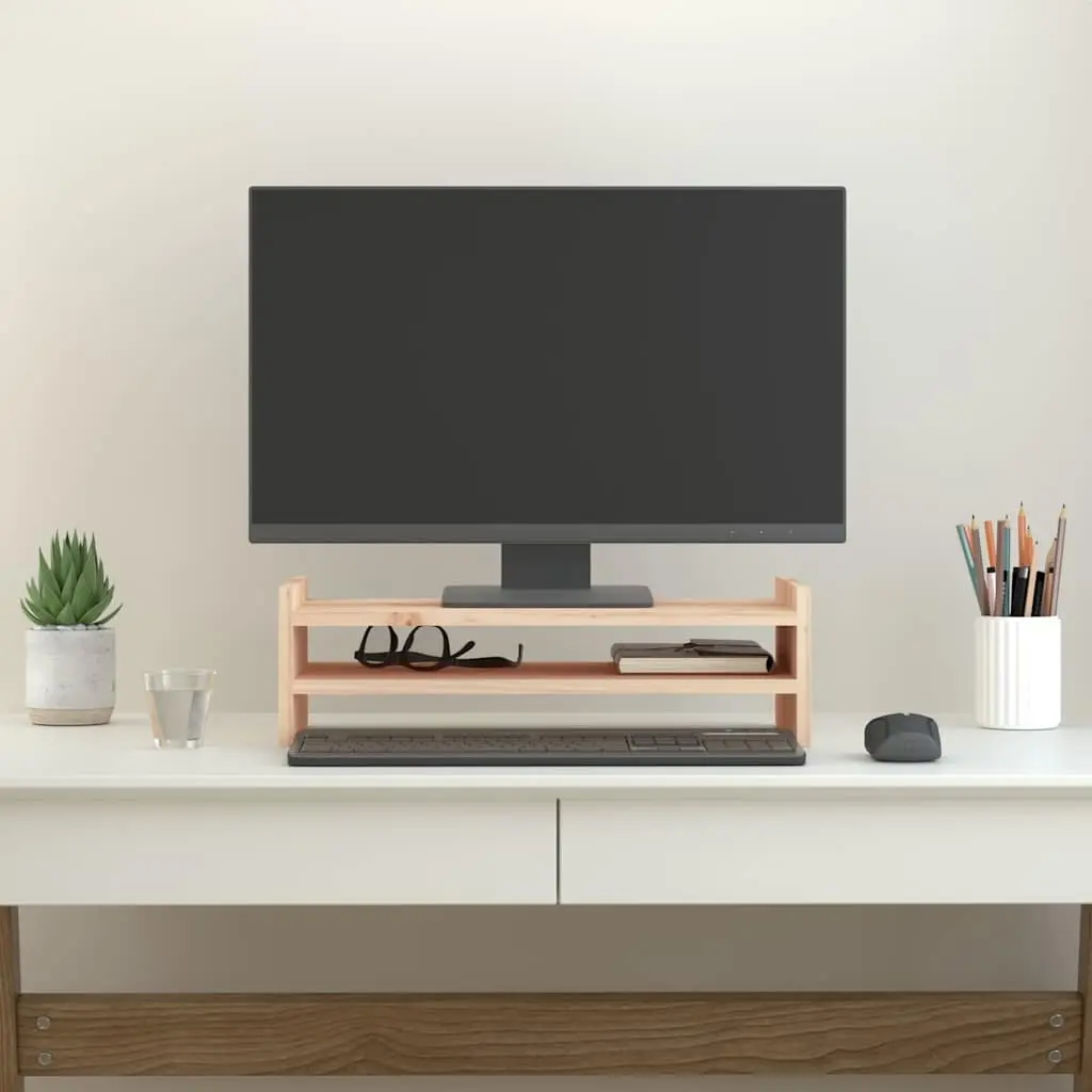 Monitor Stand Solid Pine Wood 50x27x15 cm Brown