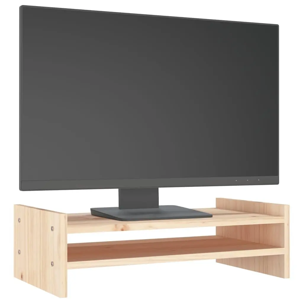 Monitor Stand Solid Pine Wood 50x27x15 cm Brown