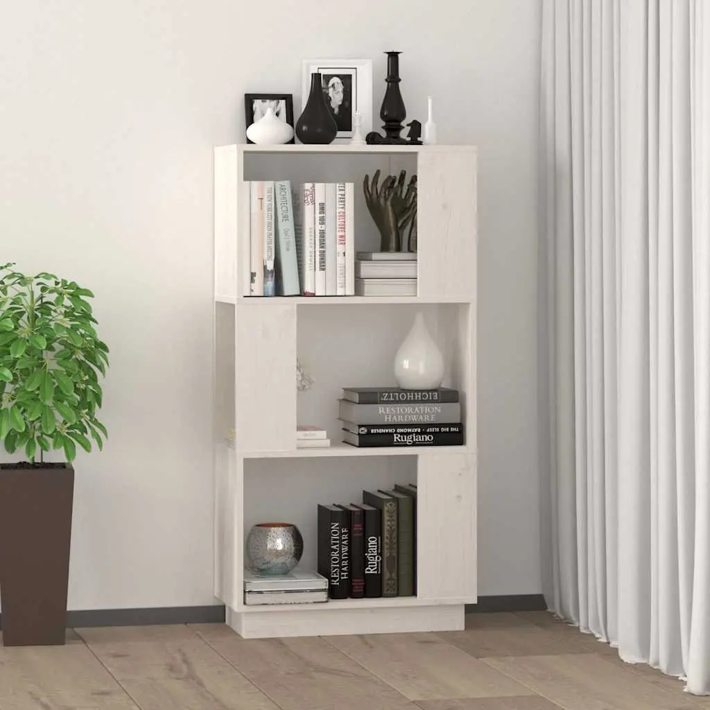 White Solid Pine Book Cabinet and Room Divider