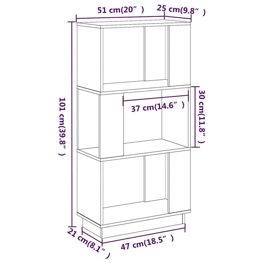 White Solid Pine Book Cabinet and Room Divider