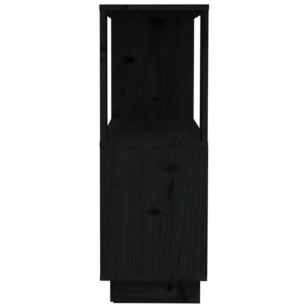 Solid Pine Wood Black Book Cabinet with Dual Function