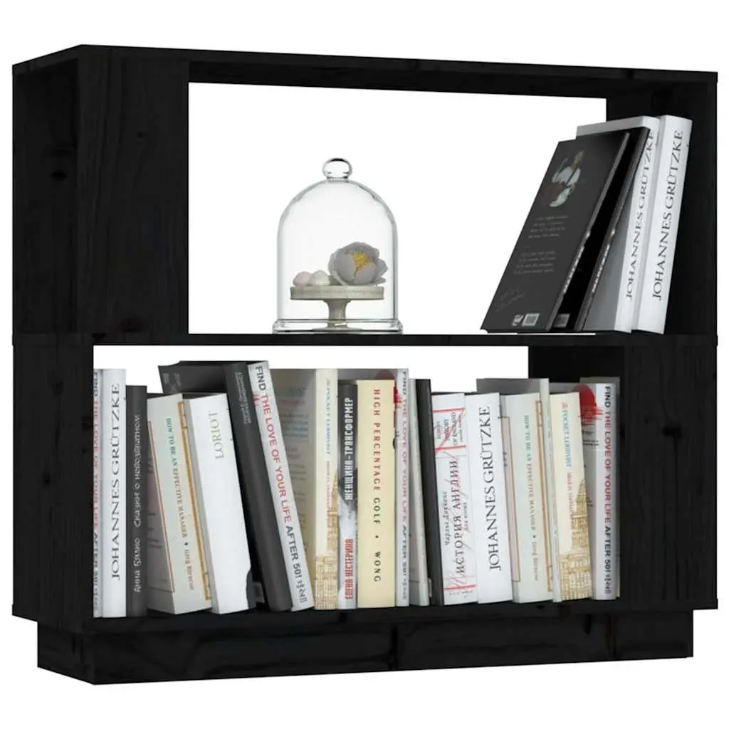 Solid Pine Wood Black Book Cabinet with Dual Function