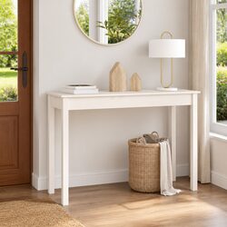 Elegant White Console Table 110x40x75 cm in Pine Wood