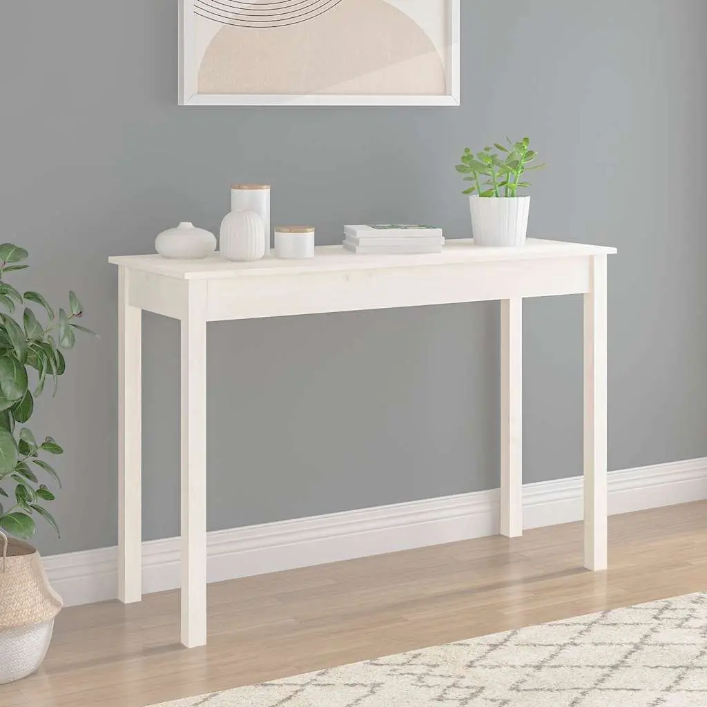 White Console Table 110x40x75 cm in Pine Wood