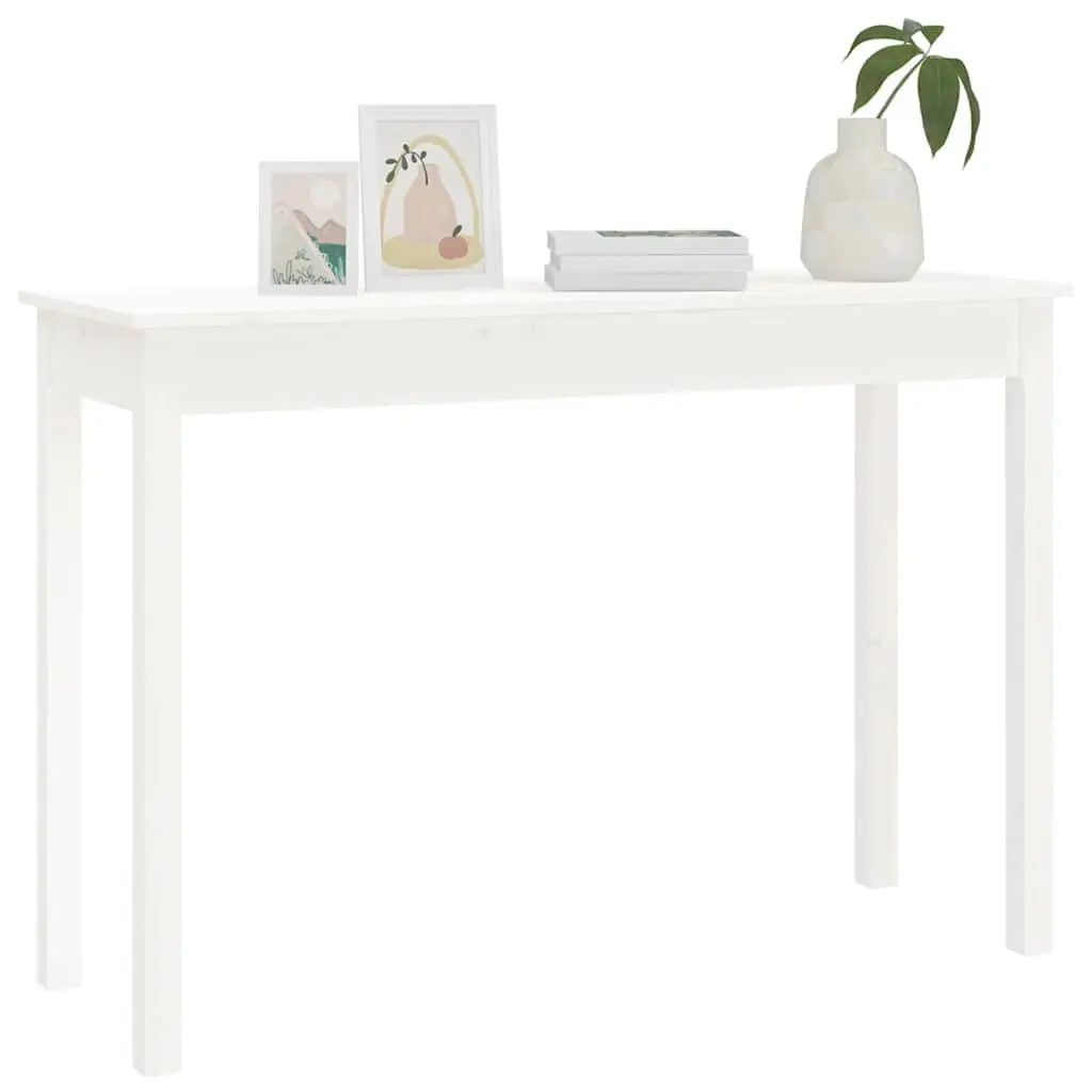 White Console Table 110x40x75 cm in Pine Wood