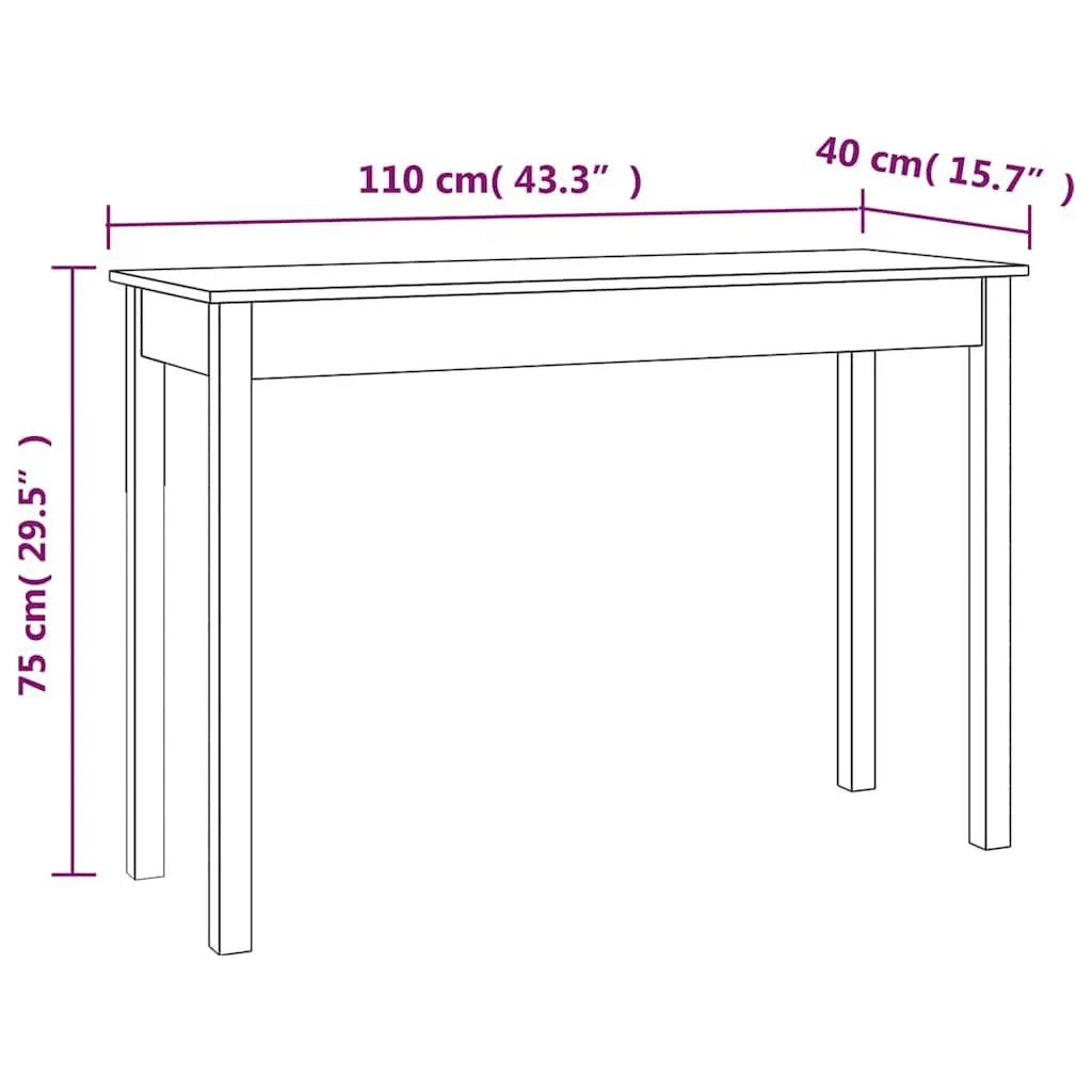 White Console Table 110x40x75 cm in Pine Wood