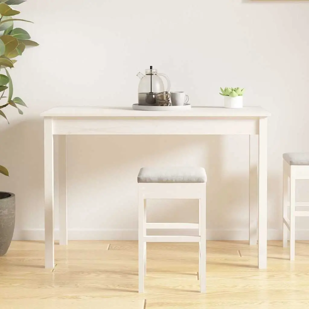 White Dining Table 110x55x75 cm in Solid Pine