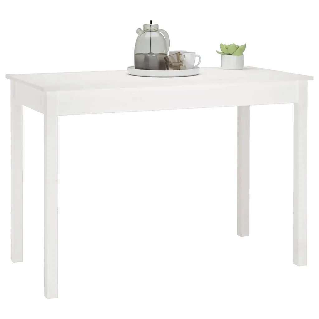 White Dining Table 110x55x75 cm in Solid Pine