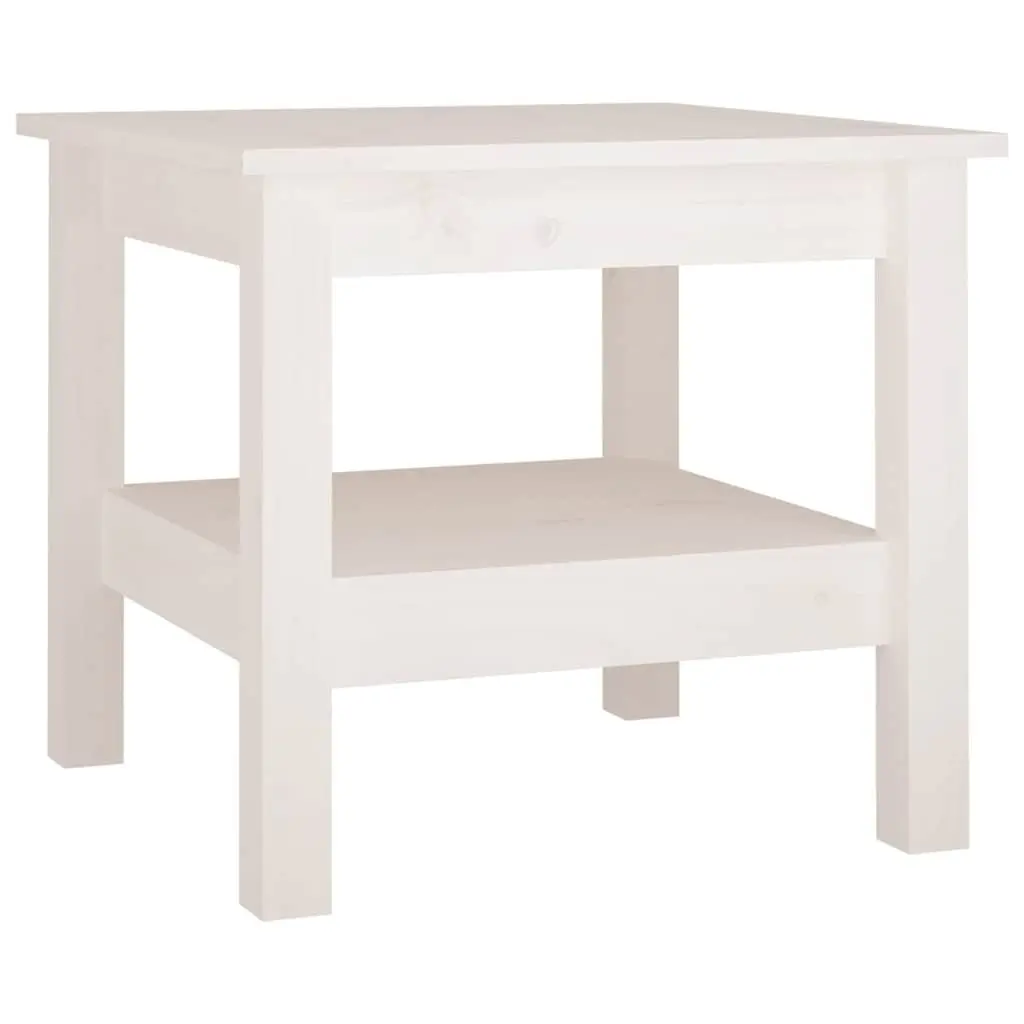 White Solid Pine Wood Coffee Table with Storage Shelf