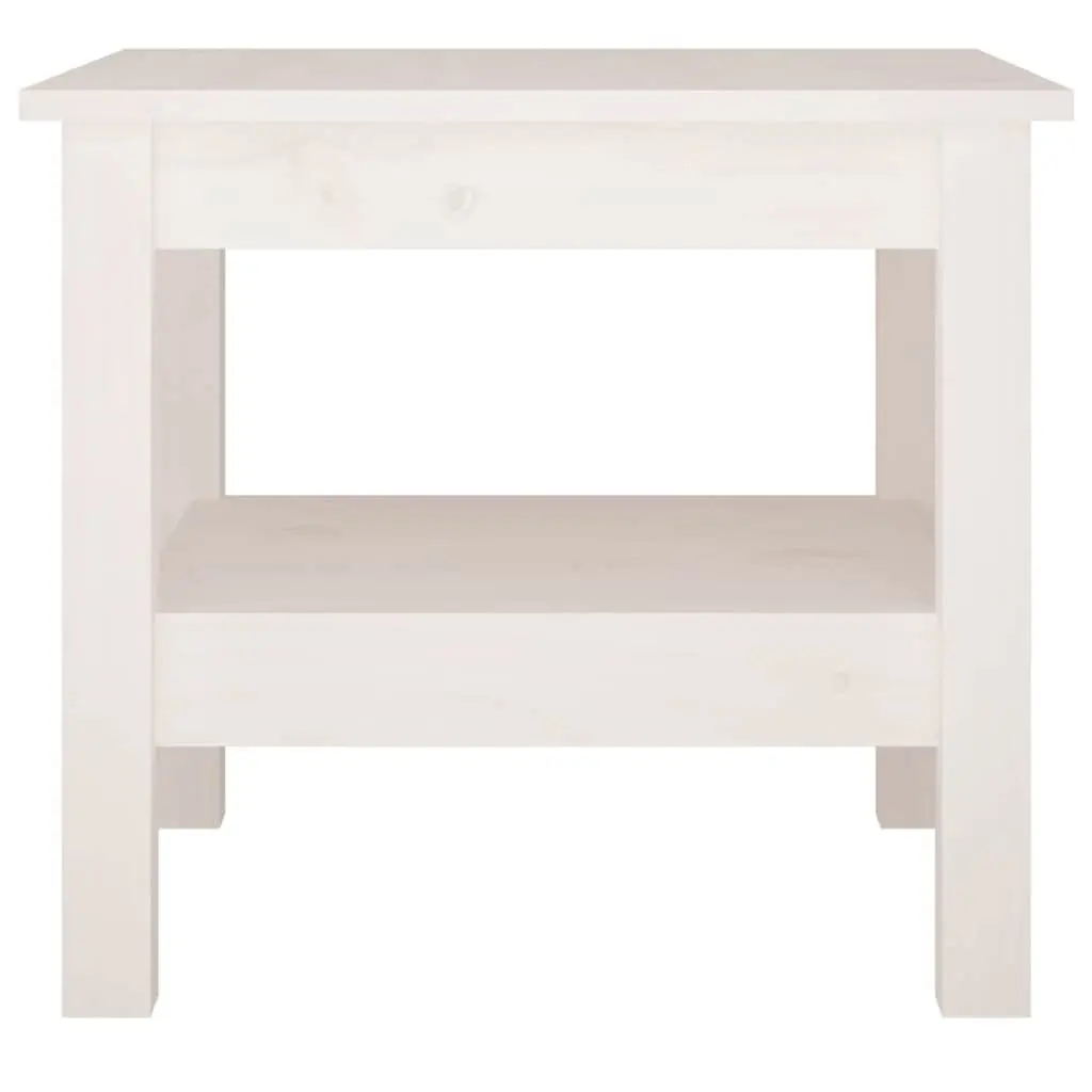 White Solid Pine Wood Coffee Table with Storage Shelf