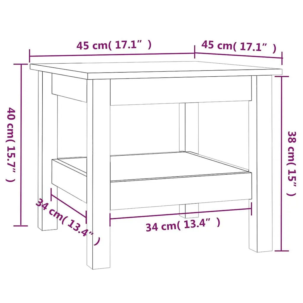 White Solid Pine Wood Coffee Table with Storage Shelf