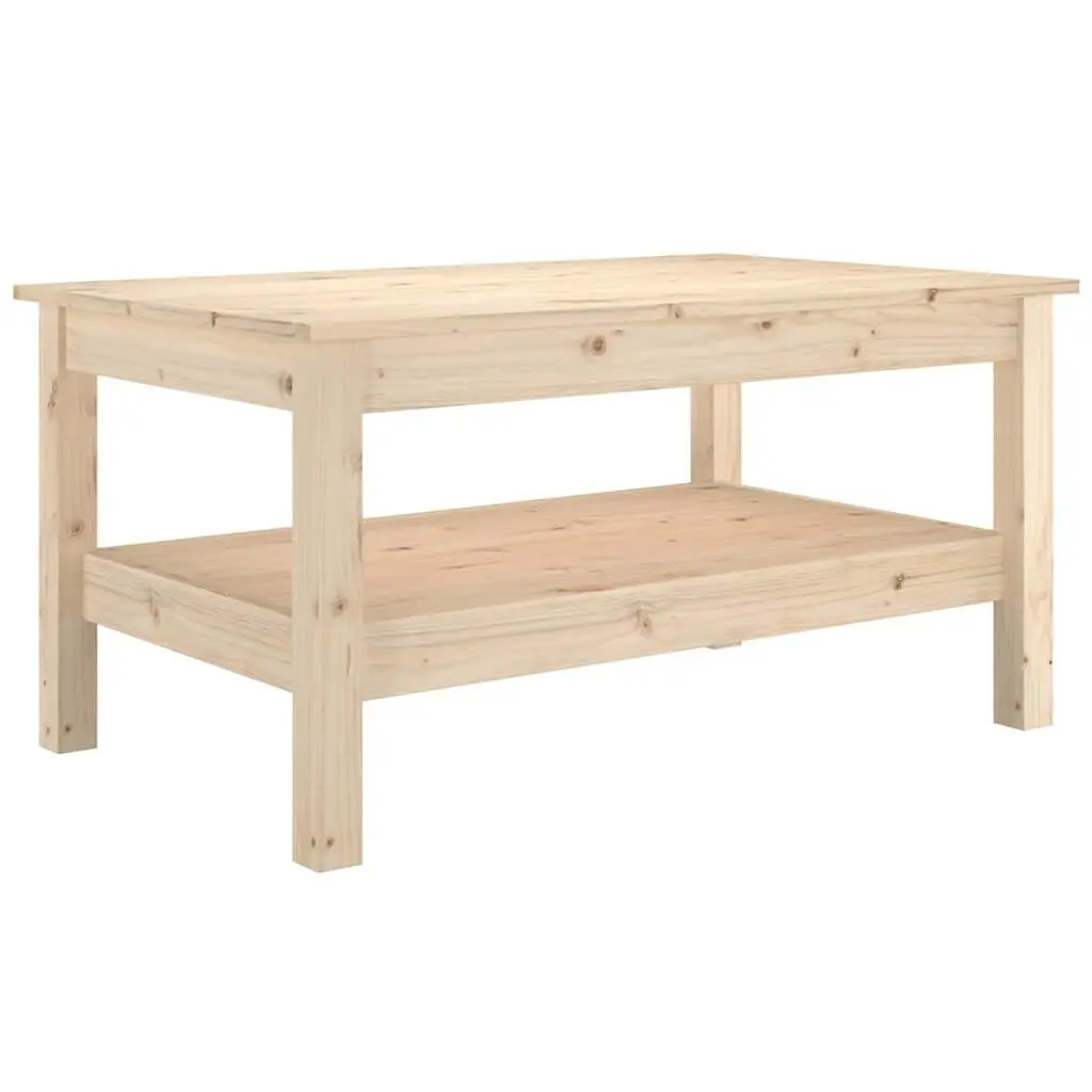 Solid Wood Pine Coffee Table with Storage Shelf