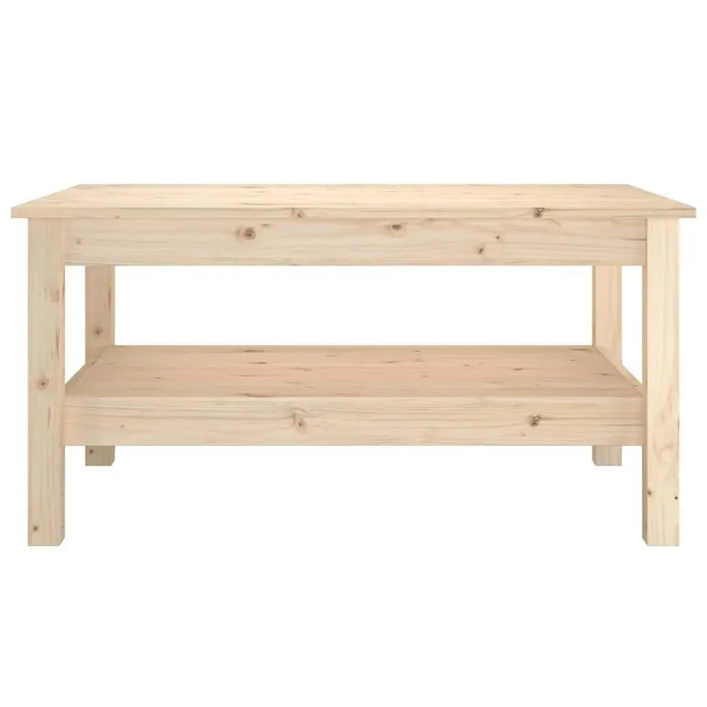 Solid Wood Pine Coffee Table with Storage Shelf