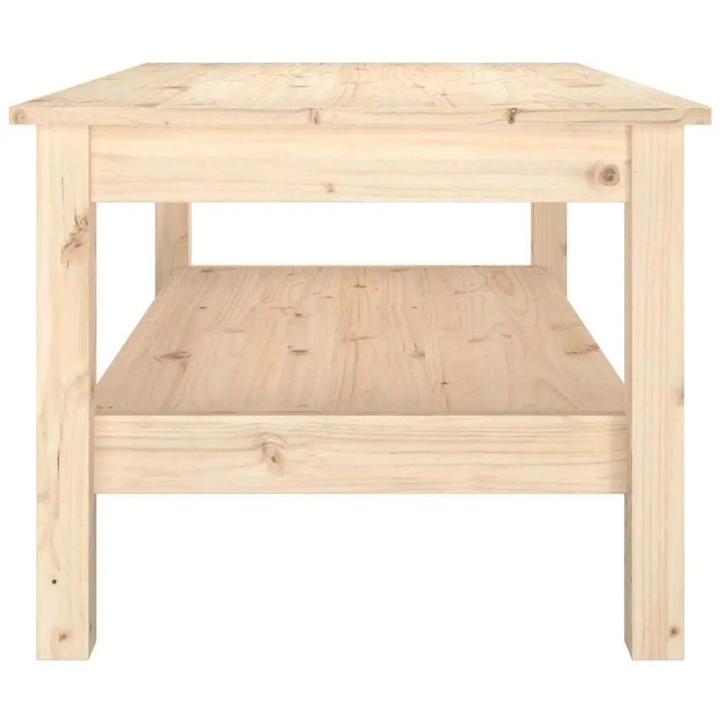 Solid Wood Pine Coffee Table with Storage Shelf