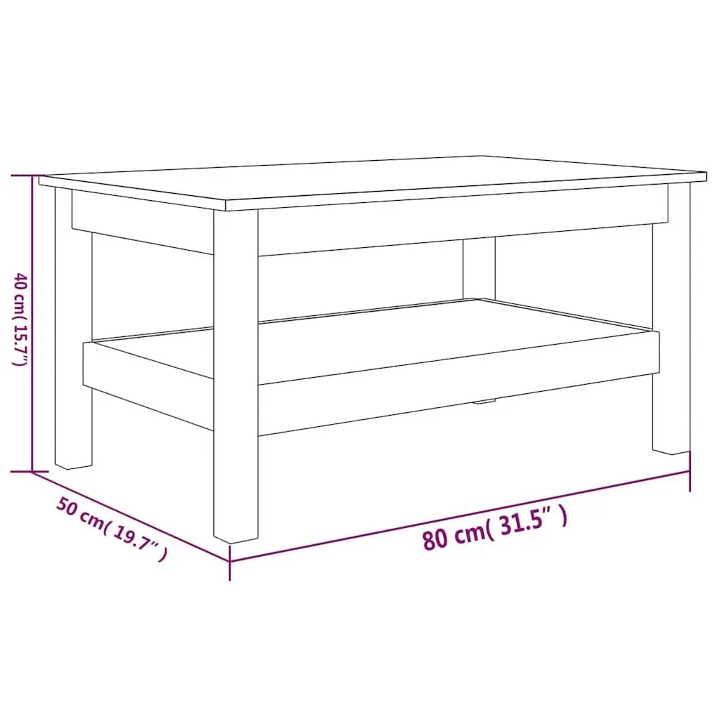Solid Wood Pine Coffee Table with Storage Shelf