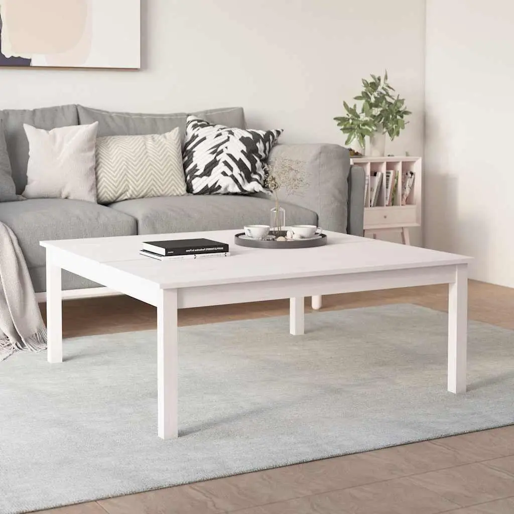 White Coffee Table 100x100x40 cm in Pine Wood