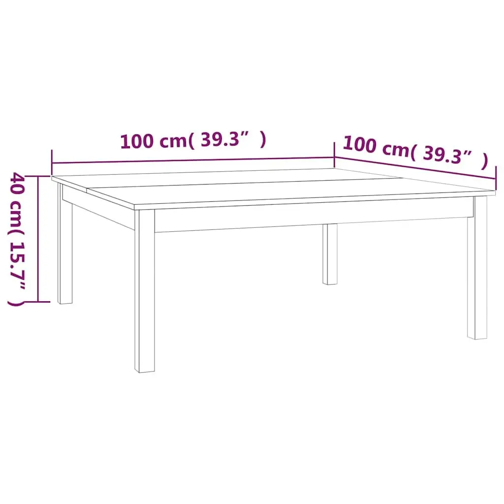 White Coffee Table 100x100x40 cm in Pine Wood