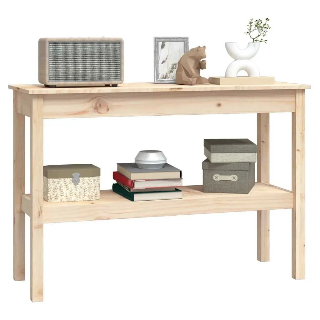 Solid Pine Wood Console Table with Storage