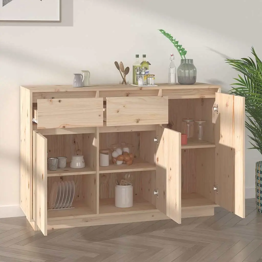 Solid Pine Wood Sideboard Cabinet 110cm with 2 Drawers