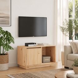 Solid Pine Wood TV Cabinet 74x35x44 cm Brown Storage Unit